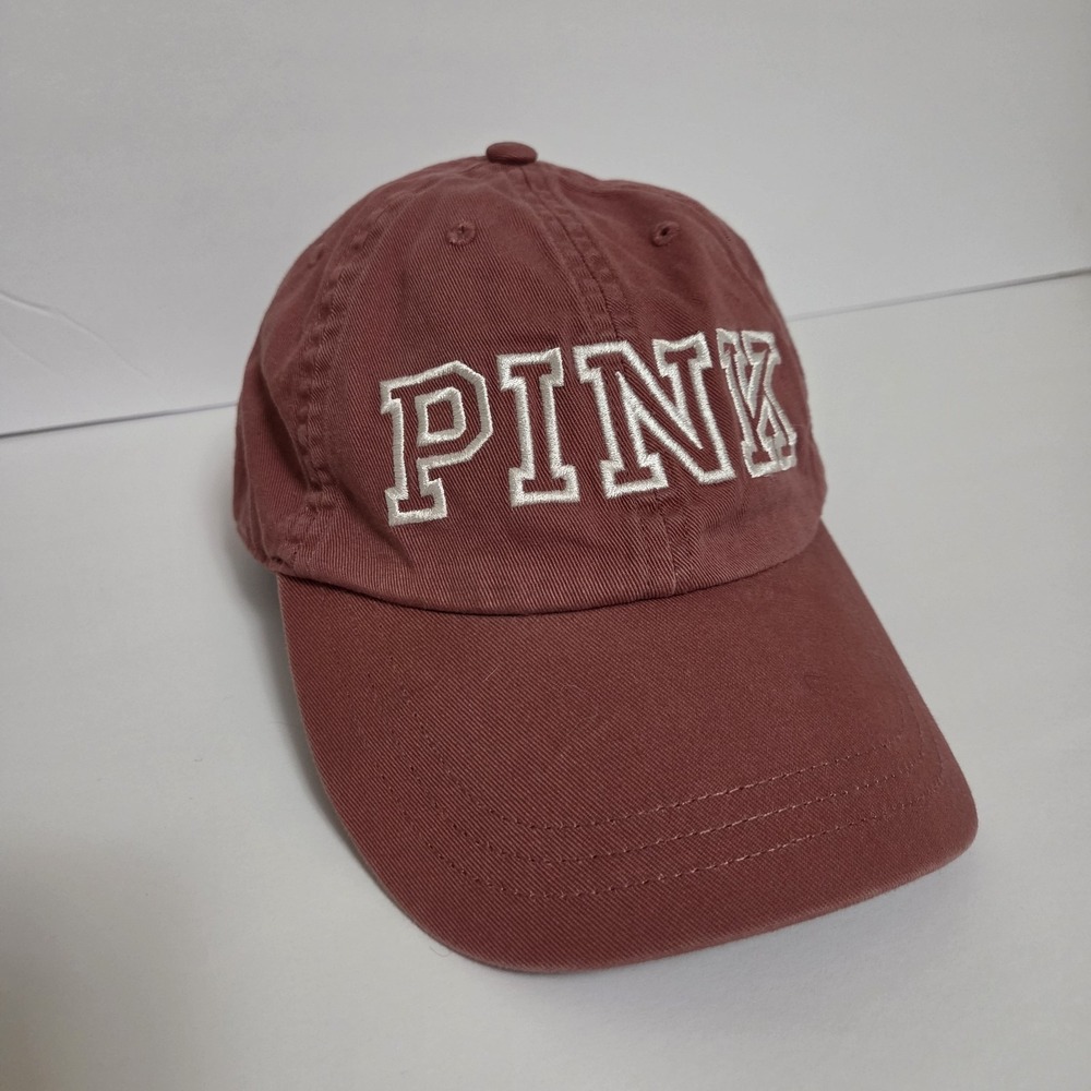 PINK Victoria's Secret Maroon Pink Hat Cap Embroidered Casual Adjustable